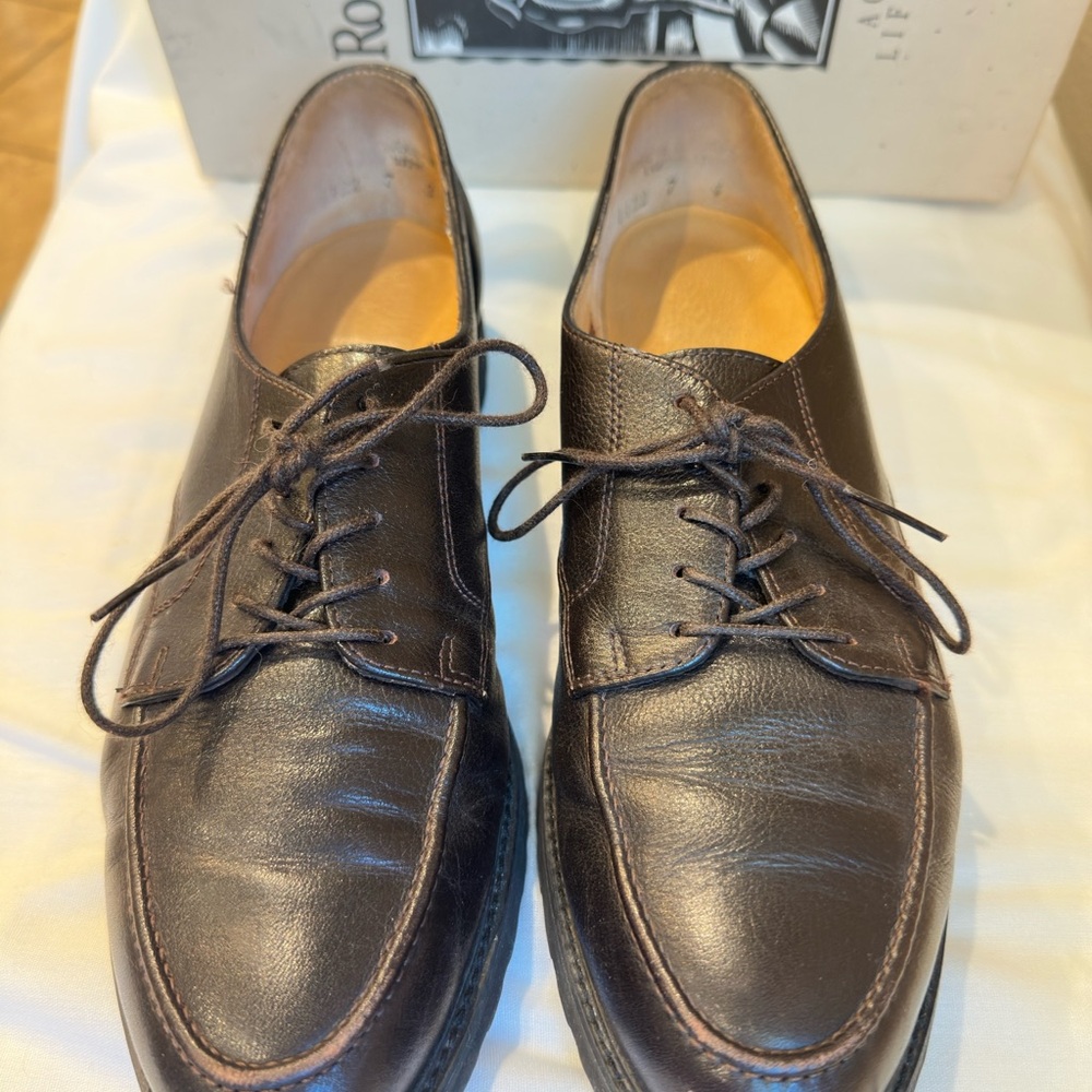 Rockport Mens 9 1/2M Derby Brown Leather Lace Up Comfort Oxford shoes
